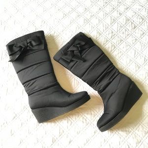 Kate Spade 9 Cagney Bow Boots Black Nylon